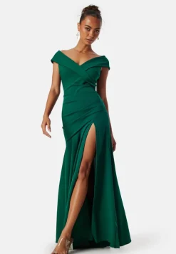 Bardot Pleat Maxi Split Dress