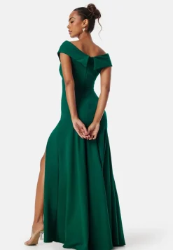 Bardot Pleat Maxi Split Dress