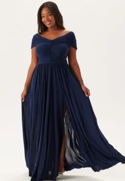 Bardot Rouched Maxi With Split