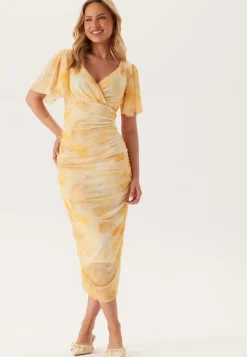 Butterfly Sleeve Mesh Ankle Dress
