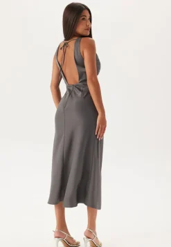 Cowl Neck Satin Midi Dress