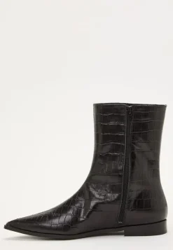 Croco Leather Ankle Boot