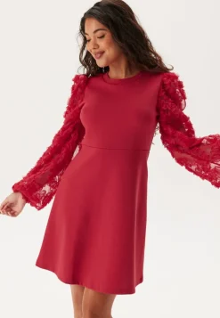3D Floral Sleeve Short Dress