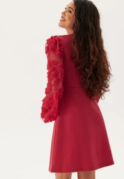 3D Floral Sleeve Short Dress