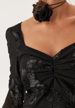 3D Flower Long Sleeve Blouse