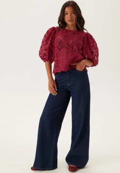 3D Flower Puff Sleeve Blouse