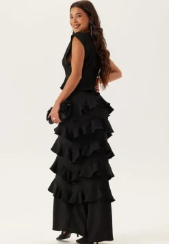 Deep V-Neck Flounce Gown