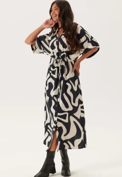 Drawstring Viscose Shirt Dress