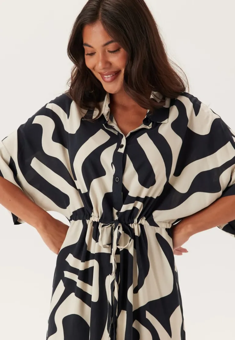 Drawstring Viscose Shirt Dress