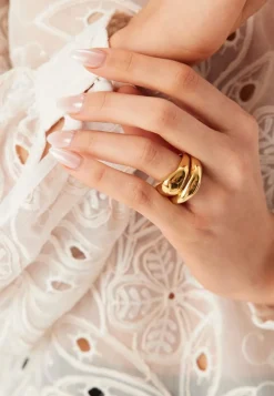 Dune Rings, 2-in-1 Set, Gold-p
