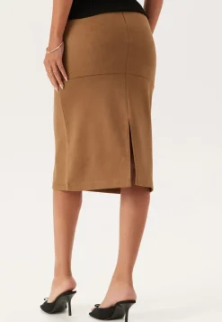 Faux Suede Midi Skirt