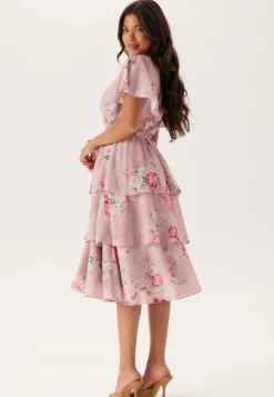 Floral Flutter Tiered Midi Dress