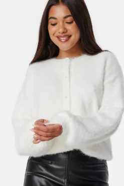 Fluffy Knitted Pearl Cardigan
