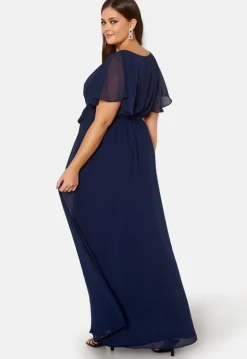 Flutter Sleeve Chiffon Maxi Curve Dress