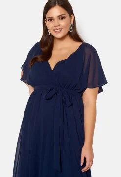 Flutter Sleeve Chiffon Maxi Curve Dress
