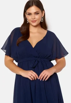 Flutter Sleeve Chiffon Maxi Curve Dress