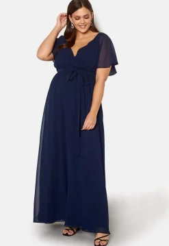 Flutter Sleeve Chiffon Maxi Curve Dress