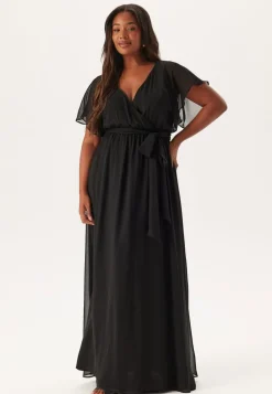 Flutter Sleeve Chiffon Maxi Curve Dress