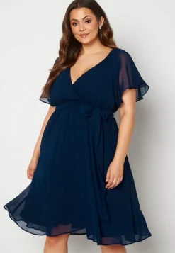 Flutter Sleeve Chiffon Midi Dress