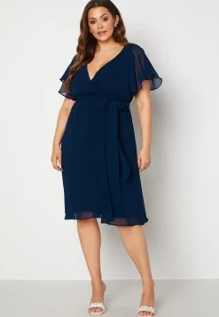 Flutter Sleeve Chiffon Midi Dress