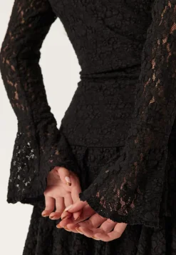 Frill Lace Long Sleeve Short Dress