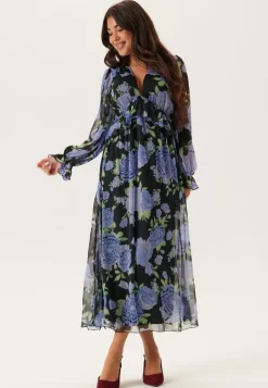 Frill L/S Chiffon Midi Dress