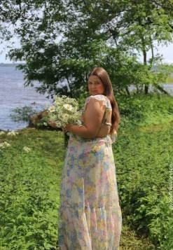 Frill Tie Back Maxi Dress