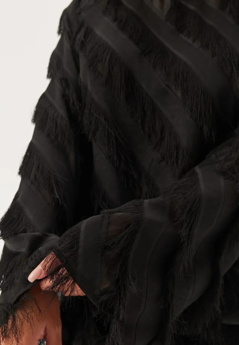 Fringe Flared Sleeve Blouse