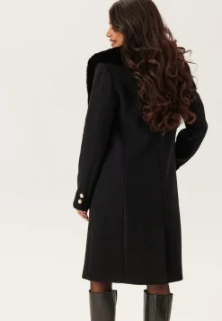 Fur Collar Wool Blend Coat