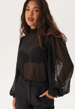 High Neck Dobby Blouse