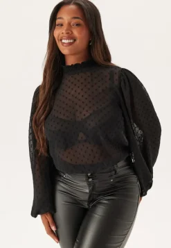High Neck Dobby Blouse