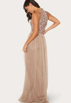 High Neck Sequin Maxi Dress