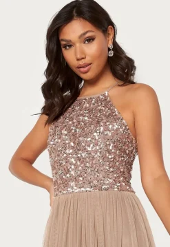 High Neck Sequin Maxi Dress