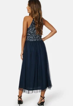 High Neck Sequin Midi Dress