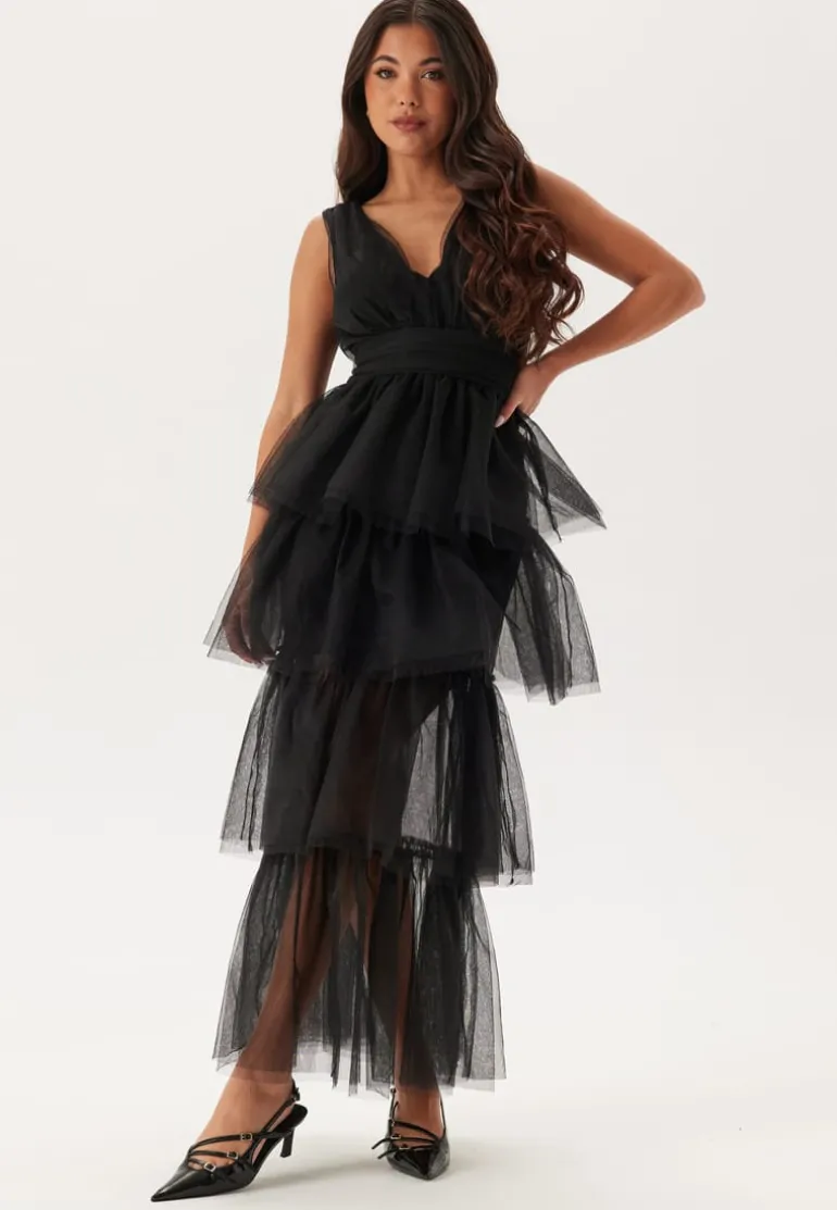 High Slit Tulle Maxi Dress