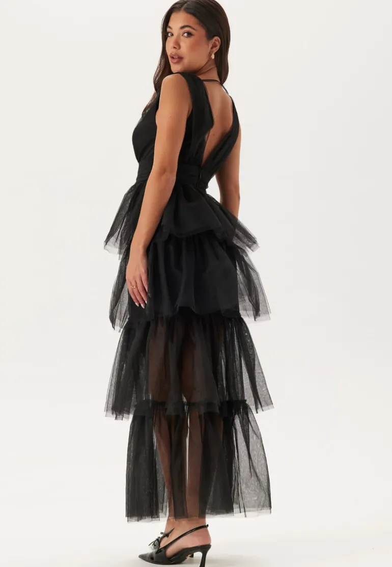 High Slit Tulle Maxi Dress