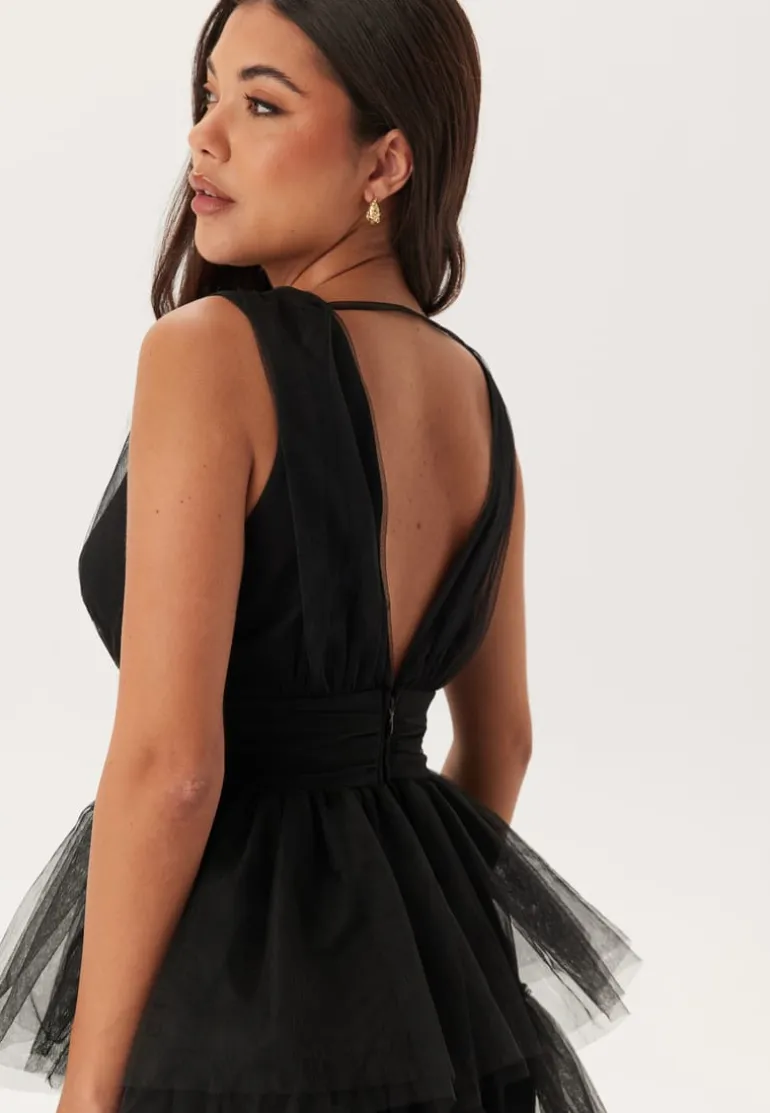 High Slit Tulle Maxi Dress
