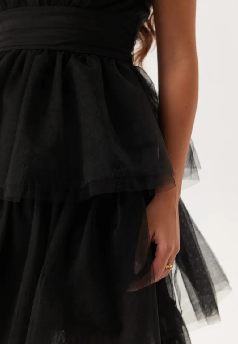 High Slit Tulle Maxi Dress