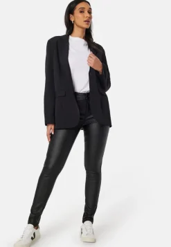 High Waist Slim Coated Jeans