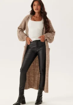 High Waist Slim Coated Jeans
