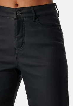 High Waist Straight Leg Coated Jeans