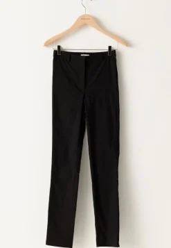High Waist Stretchy Cropped Slit Trousers