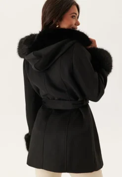Hooded Wool Blend Coat