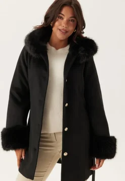 Hooded Wool Blend Coat