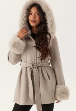 Hooded Wool Blend Coat