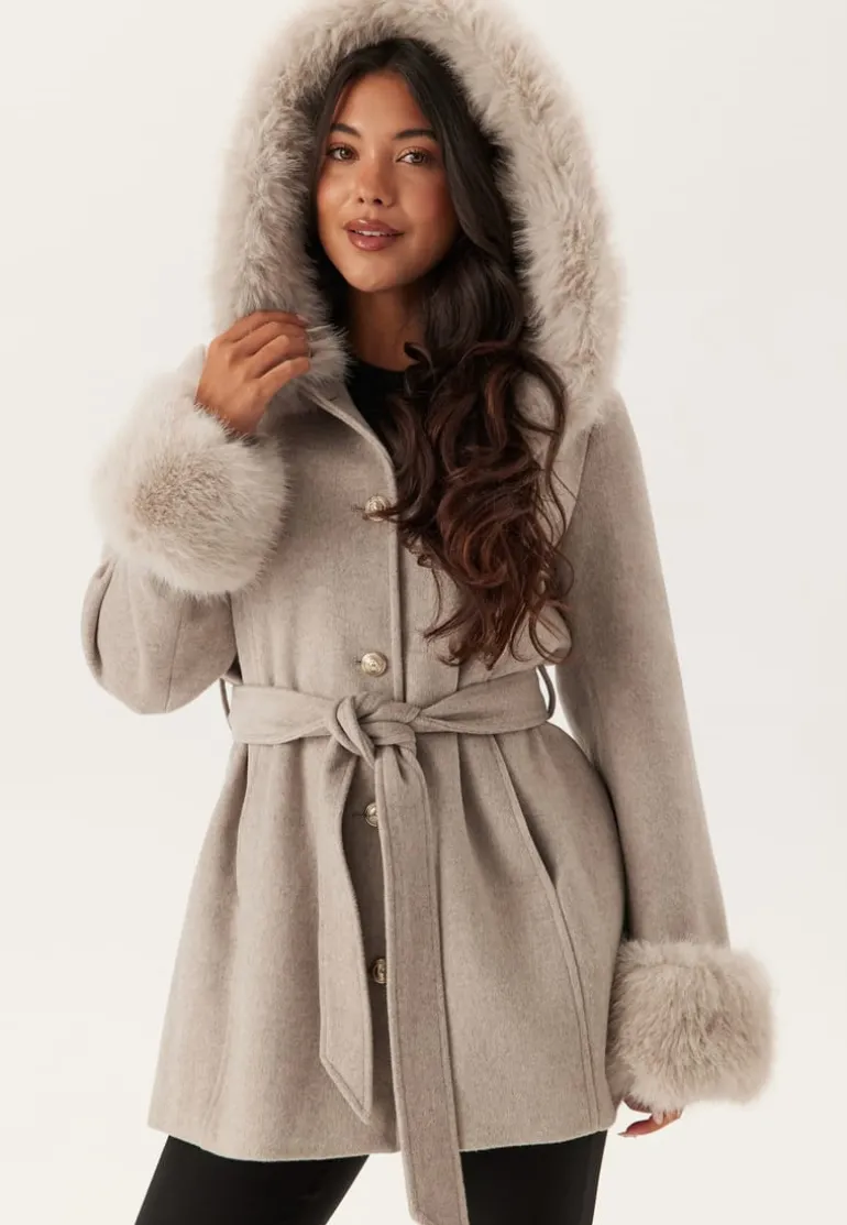 Hooded Wool Blend Coat
