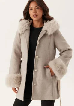 Hooded Wool Blend Coat