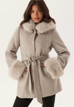 Hooded Wool Blend Coat
