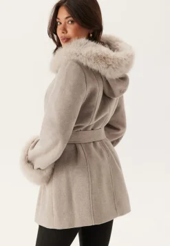 Hooded Wool Blend Coat