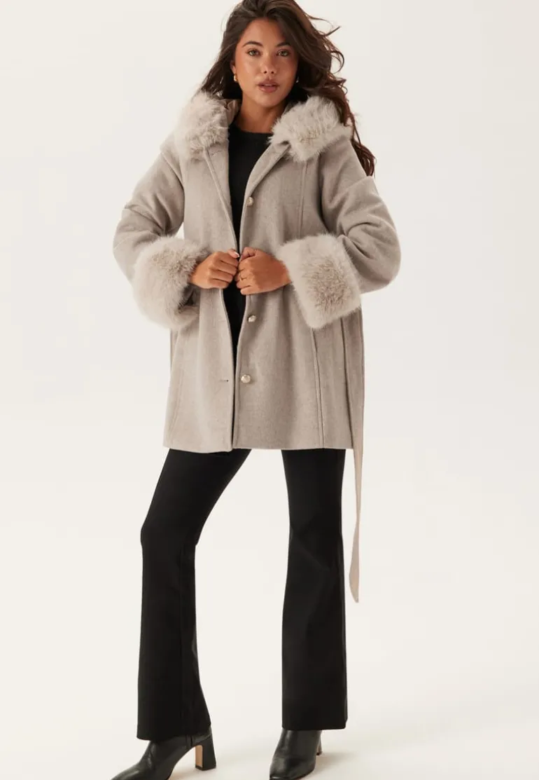 Hooded Wool Blend Coat